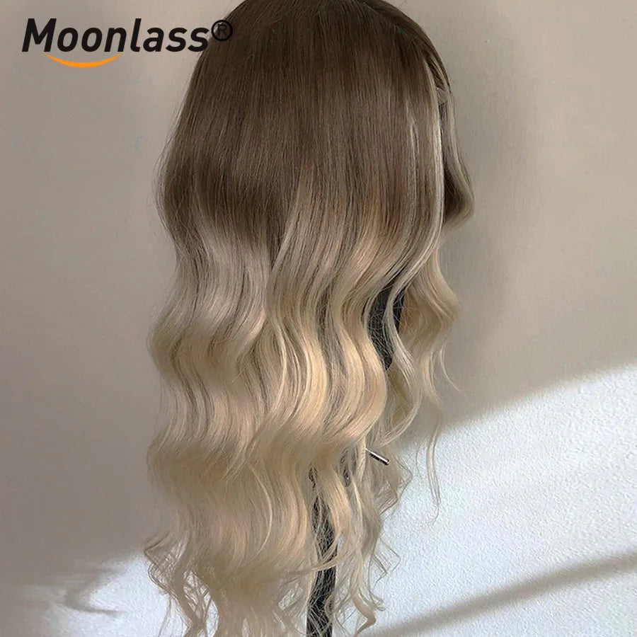 Ombre Ash Blonde Body Wave Wigs Human Hair Highlight Blonde 180 Density Human Hair Wigs Preplucked Remy Wigs 13x4 Lace Front Wig