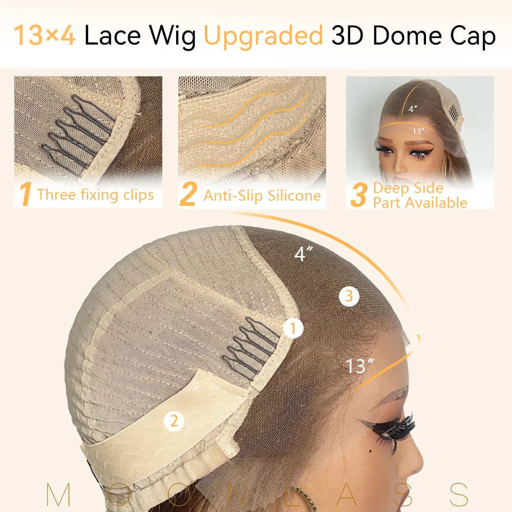 Ombre Ash Blonde Body Wave Wigs Human Hair Highlight Blonde 180 Density Human Hair Wigs Preplucked Remy Wigs 13x4 Lace Front Wig